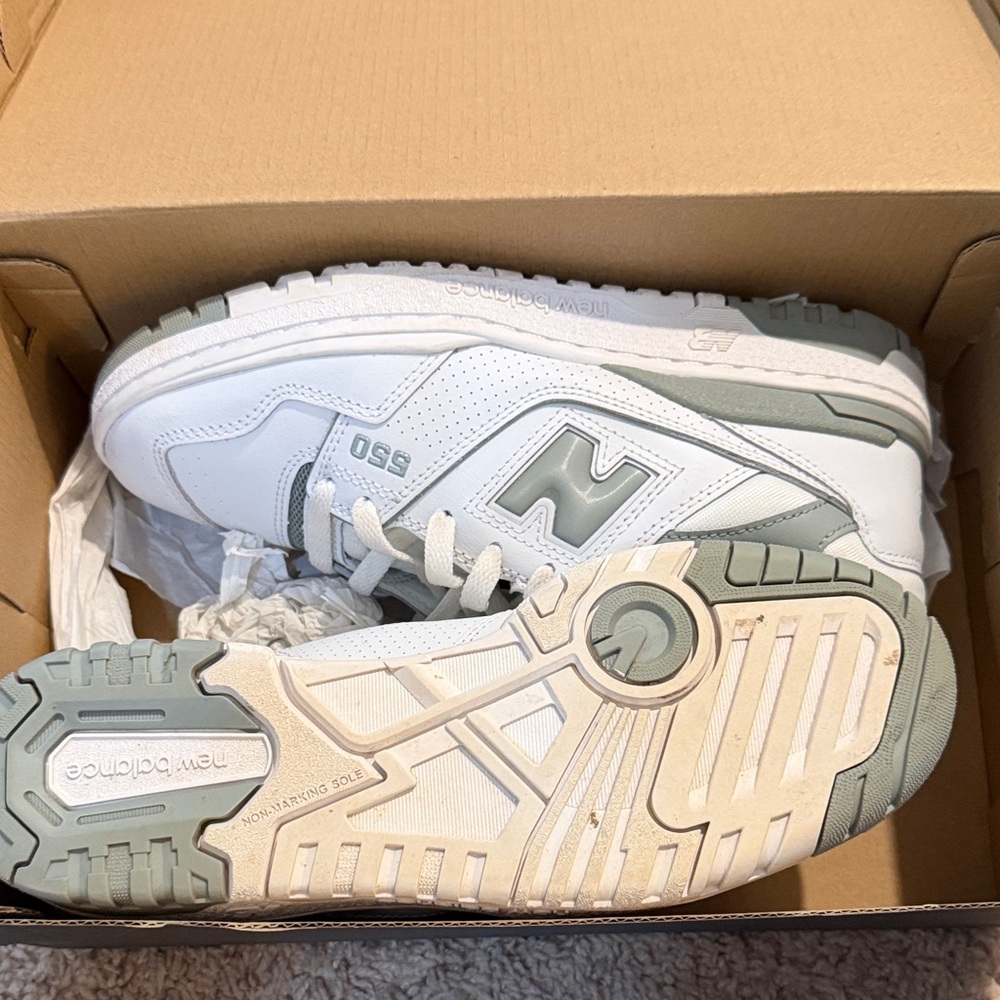 New Balance White and Light Gray Athletic Shoes - Picture 3 of 3